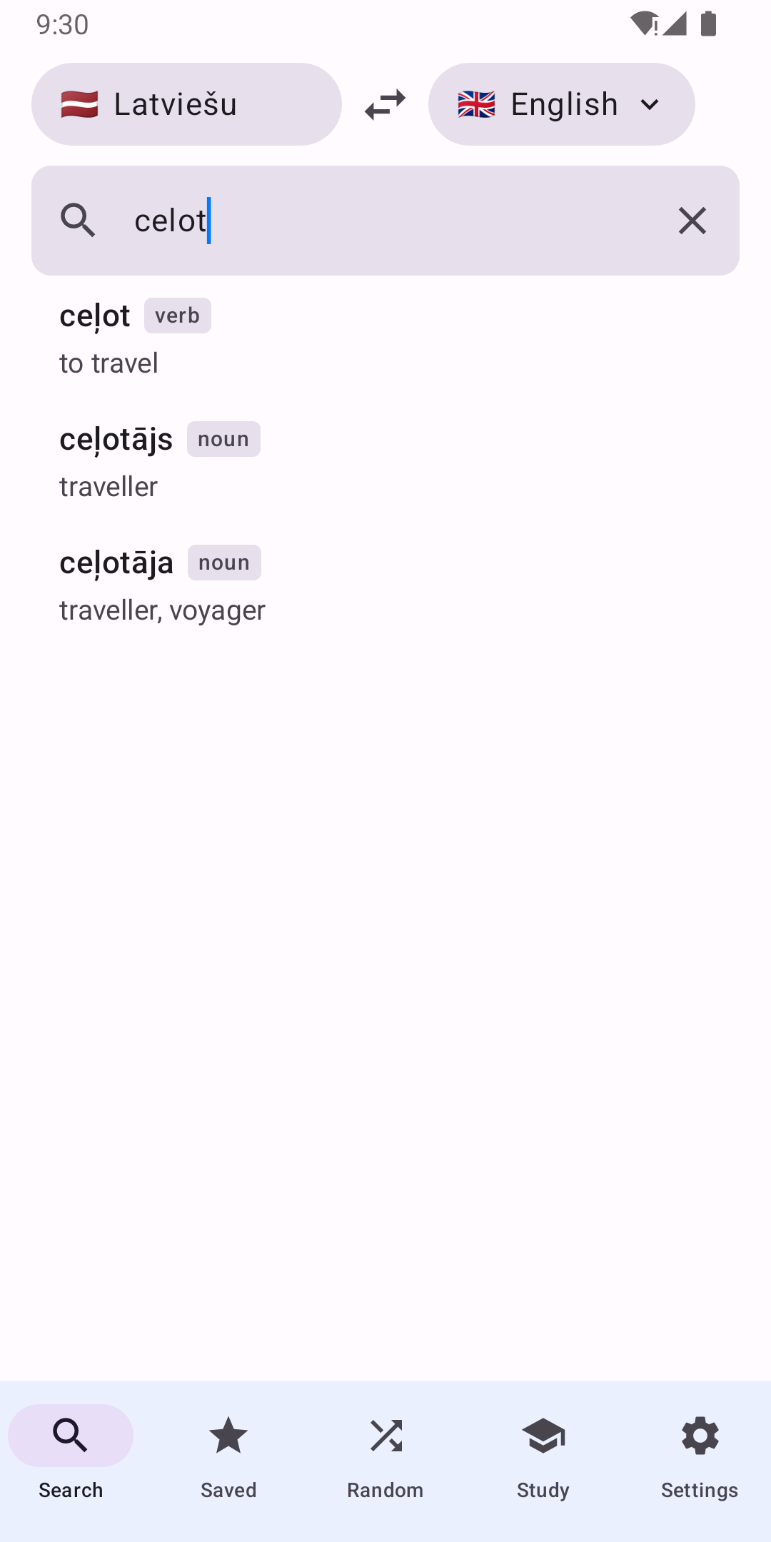Latvian Dictionary — search results